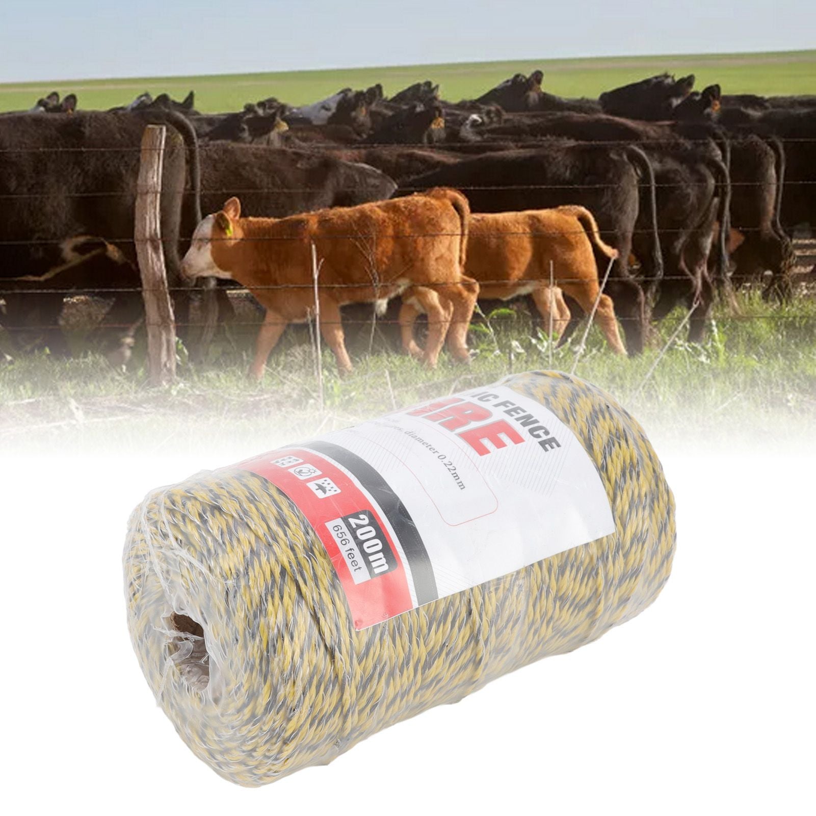 Electric Fence Polywire 6 Strand Stainless Steel 200M Poly Wire for Farm Protection MLD‑040C