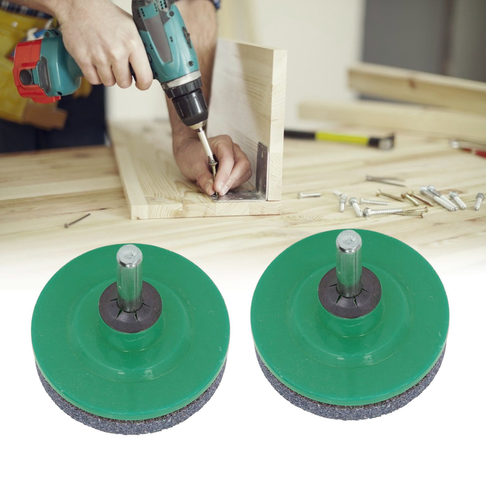 2Pcs Lawn Mower Blade Sharpener Stainless Steel ABS Drill Blade Accessories for Garden Courtyard Green