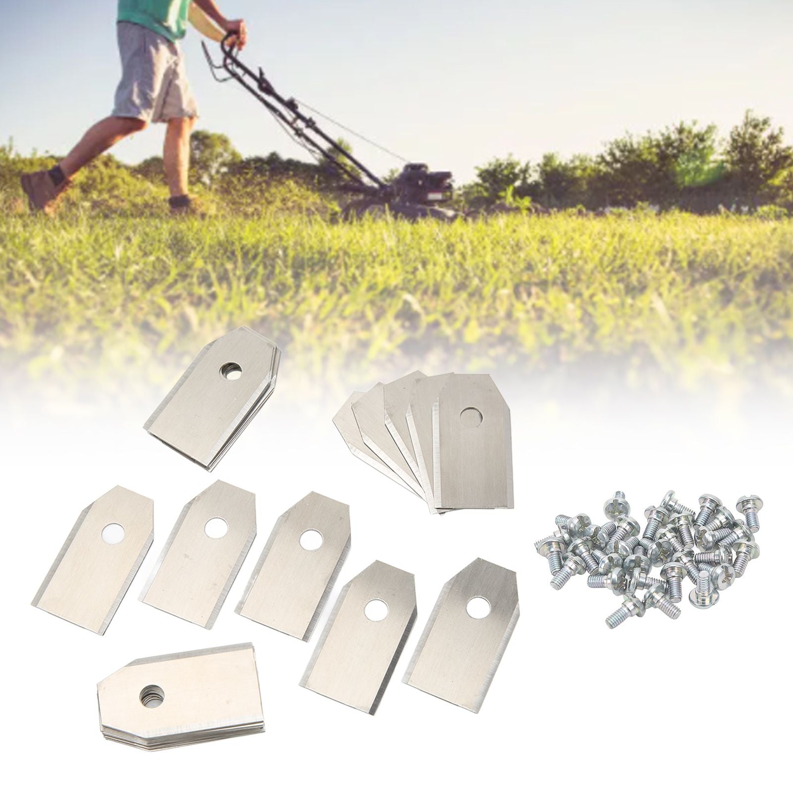 30PCS Stainless Steel Lawn Mower Blade Silver Weather Resistant Lawn Mower Replacement Blade for Husqvarna