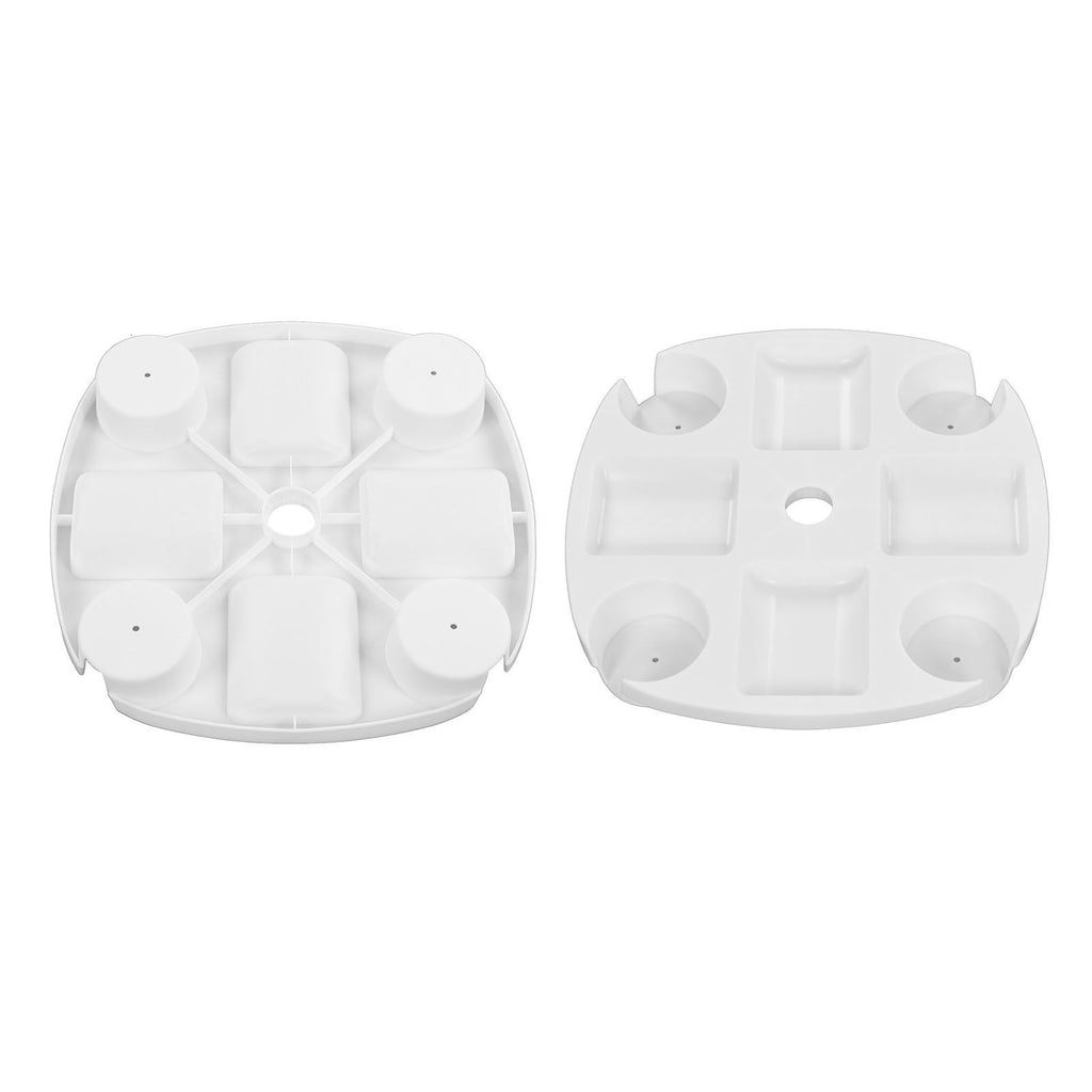 Beach Umbrella Table Tray White Round Umbrella Tray with 4 Cup Holder for Snack Drink