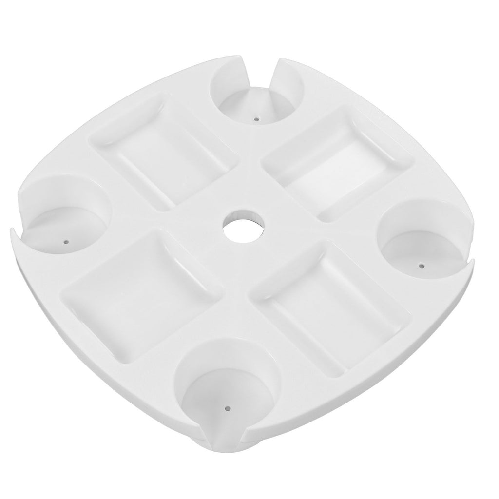 Beach Umbrella Table Tray White Round Umbrella Tray with 4 Cup Holder for Snack Drink