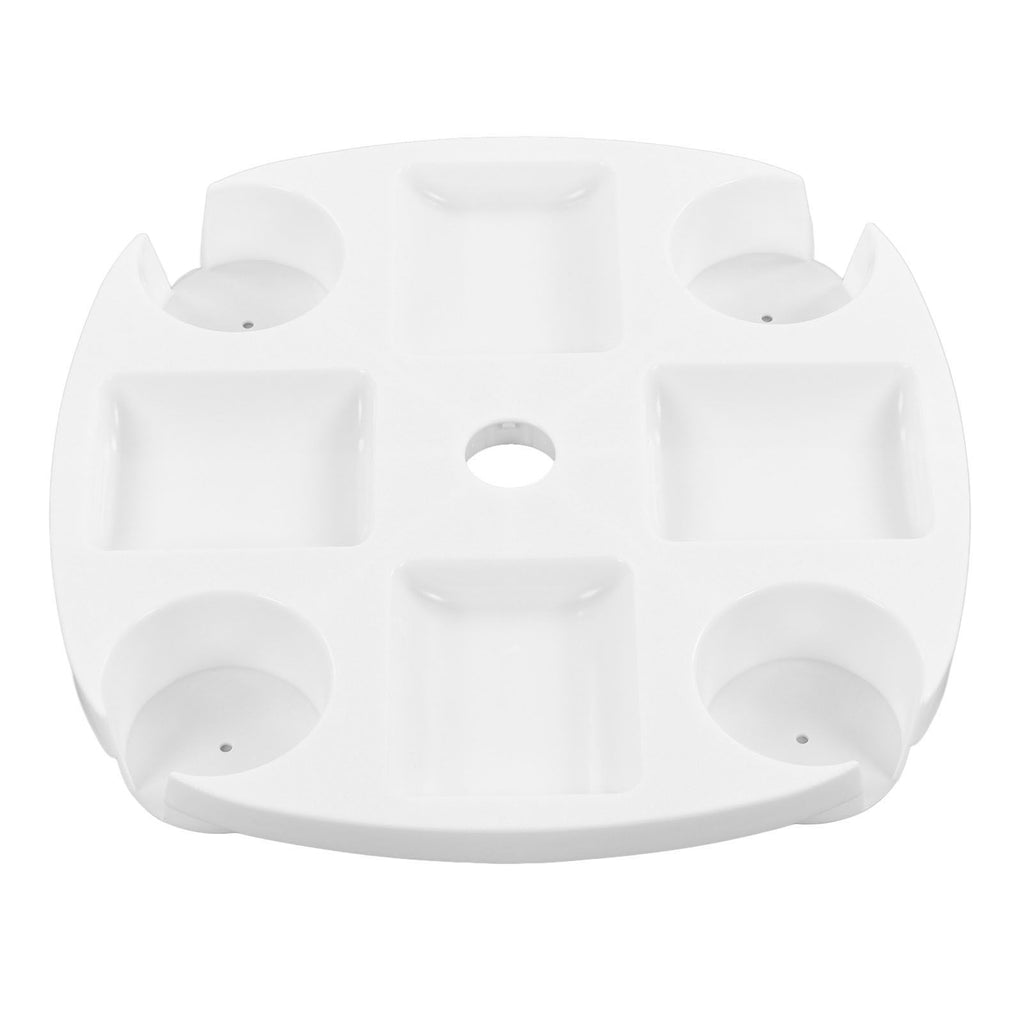 Beach Umbrella Table Tray White Round Umbrella Tray with 4 Cup Holder for Snack Drink