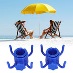 2Pcs Plastic Beach Umbrella Hanging Hook Umbrella Hanger 4 Prong Towel Hat Sunglasses Holder Blue