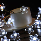 Sakura String Lights Solar Energy LED Waterproof Decoration Light for Outdoor Courtyard Pure White 5 Meters 20 Lights
