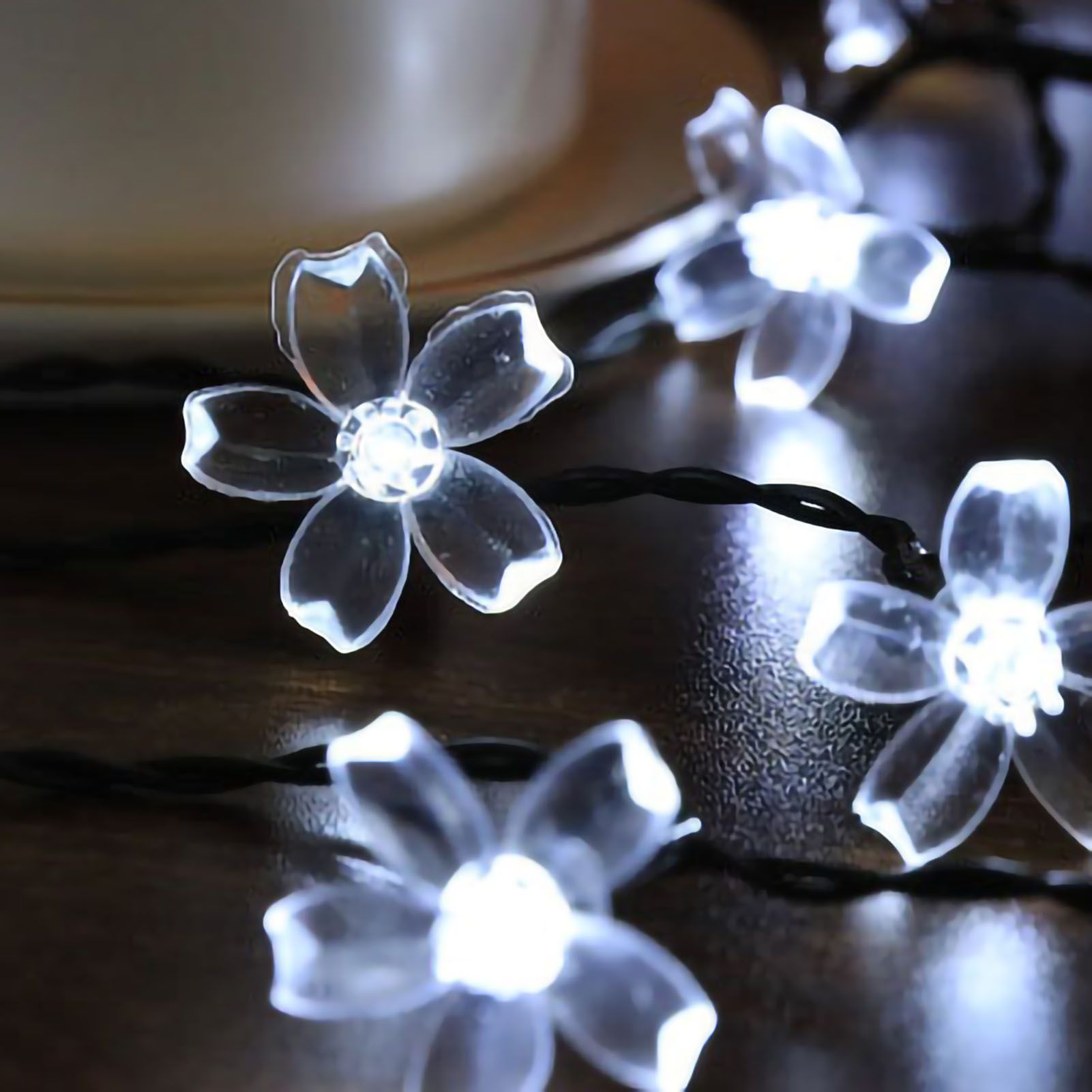 Sakura String Lights Solar Energy LED Waterproof Decoration Light for Outdoor Courtyard Pure White 5 Meters 20 Lights