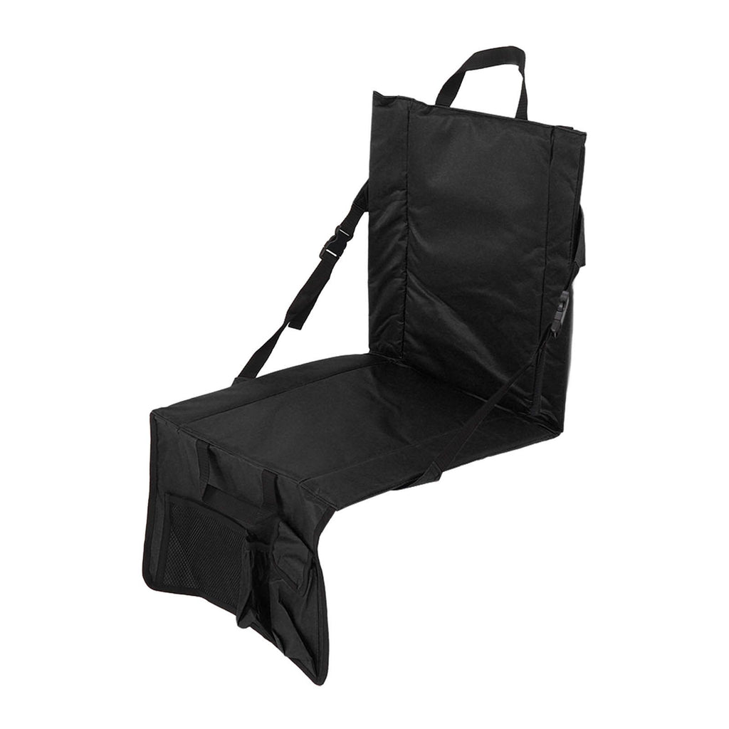 Folding Stadium Chair Adjustable Angle 600D Oxford Cloth Portable Bleacher Cushions with Pocket for Sandbeach Picnic BBQ Black