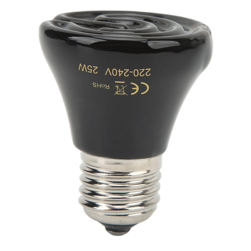 Ceramic Reptile Heat Lamp Bulb Mini Infrared Heat Ceramic Amphibian Heating Lamp for Lizards Reptiles 220V‑240V 25W Black