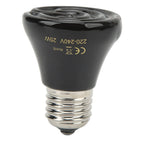 Ceramic Reptile Heat Lamp Bulb Mini Infrared Heat Ceramic Amphibian Heating Lamp for Lizards Reptiles 220V‑240V 25W Black