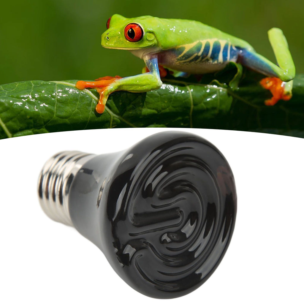 Ceramic Reptile Heat Lamp Bulb Mini Infrared Heat Ceramic Amphibian Heating Lamp for Lizards Reptiles 220V‑240V 75W Black