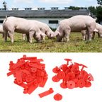 Blank Livestock Ear Tag Handwritable Prevent Shedding Animal Ear Label for Pig Cattle Sheep Red 100 Set