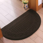Half Circle Doormat Semicircle Floor Mat Dust Trap Polyester Fiber Strong Absorption Anti Slip for Outdoor Indoor Dark Coffee 48x78cm / 18.9x30.7in