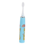 Children Electric Toothbrush Cartoon Fully Automatic Sonic Toothbrush with 3 Brush Heads for Kids Children Deer Blue