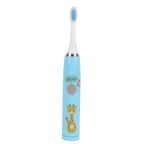 Children Electric Toothbrush Cartoon Fully Automatic Sonic Toothbrush with 3 Brush Heads for Kids Children Deer Blue