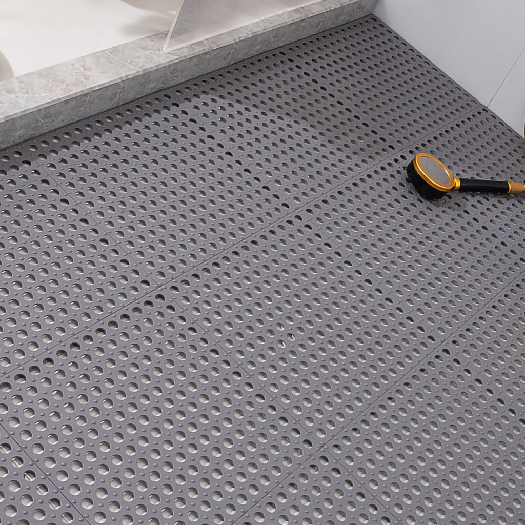 10PCS Suction Cup Floor Mats Anti Slip Plastic Mosaic Bath Mat for Kitchen Bathroom Grey