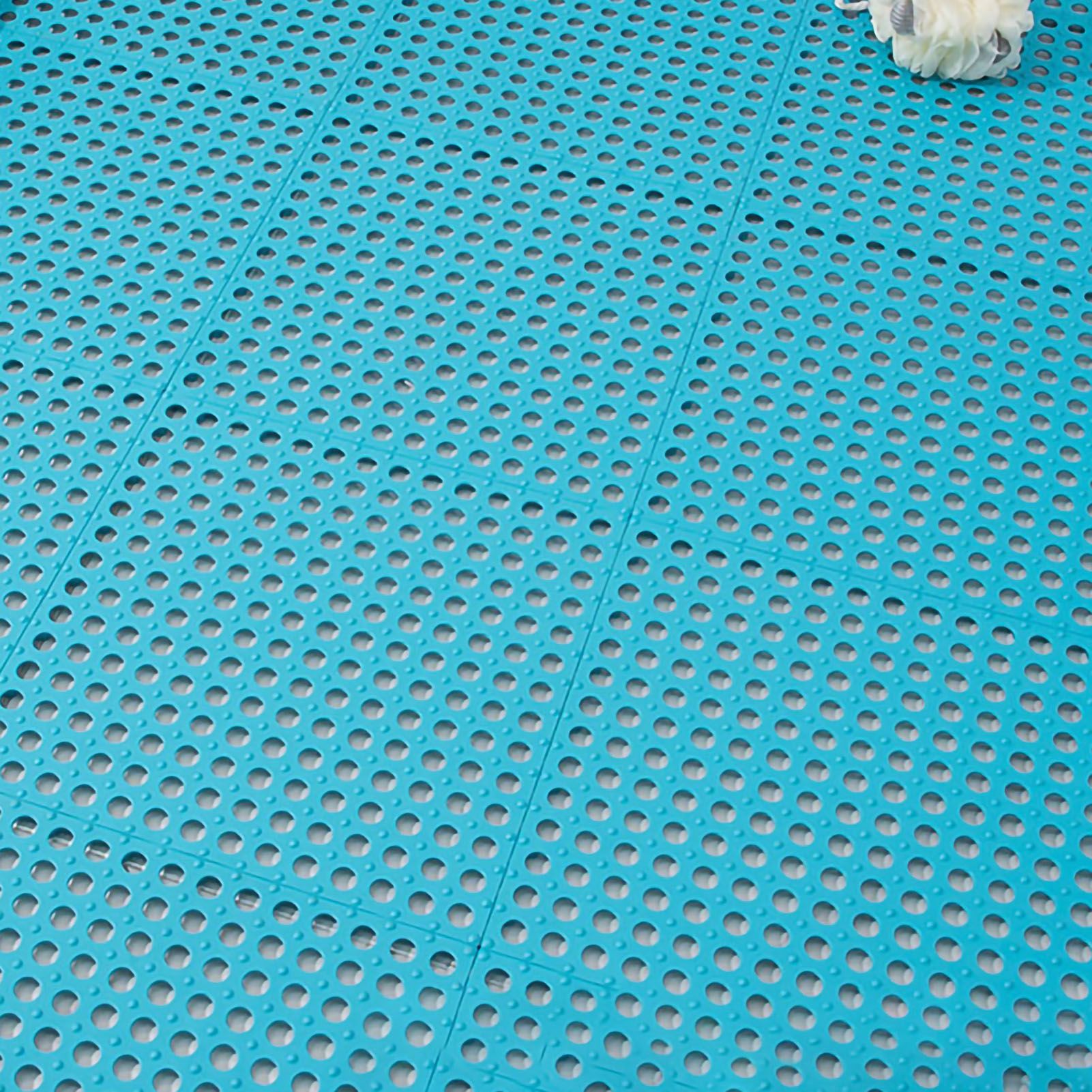 10PCS Suction Cup Floor Mats Anti Slip Plastic Mosaic Bath Mat for Kitchen Bathroom Blue