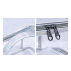 Ladies Cosmetic Bag Transparent Double Layer Waterproof High Capacity Toiletry Storage Bag for Travel Pink