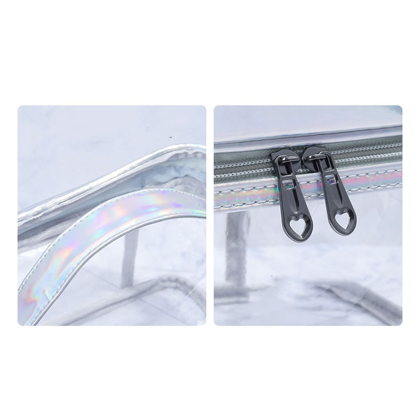 Ladies Cosmetic Bag Transparent Double Layer Waterproof High Capacity Toiletry Storage Bag for Travel Pink