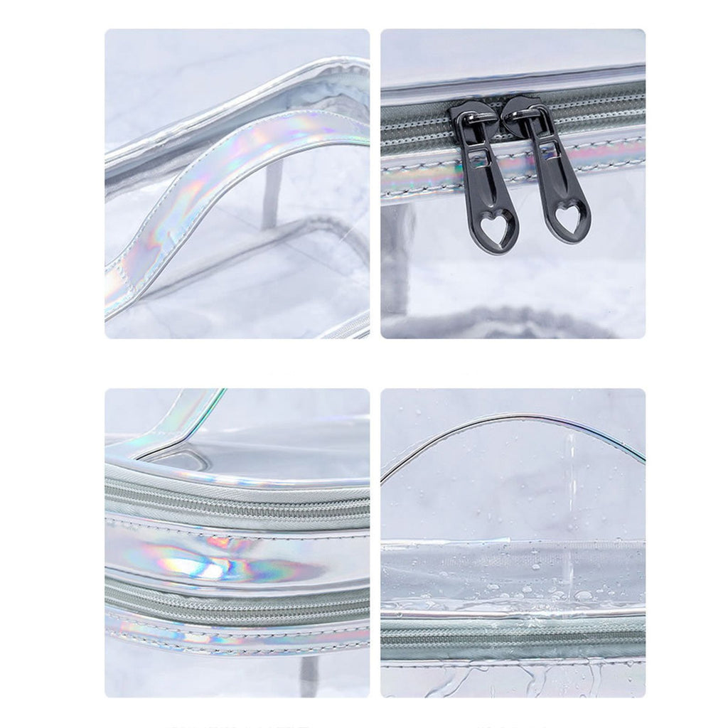 Ladies Cosmetic Bag Transparent Double Layer Waterproof High Capacity Toiletry Storage Bag for Travel Upgrade Rhombus Black