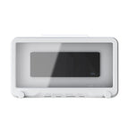Waterproof Cell Phone Case Shower Phone Holder Wall Hanging Free Punch 360 Degree Rotation Touch Screen For Bathroom Kitchen White