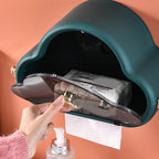 Tissue Holder Wall Mounted Side Hooks Waterproof Simple Fashionable Tissue Box for Bathroom Emerald Black
