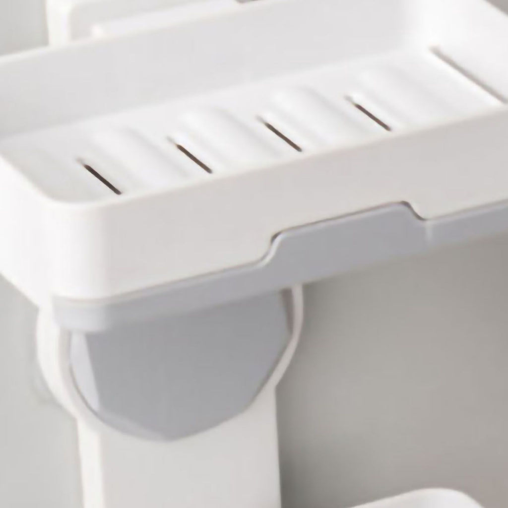 Soap Box Draining Case Holder Rack Plastic Hole Free Installation for Bathroom Toilet Light Gray 2 Layers