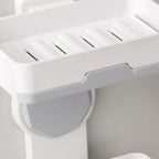 Soap Box Draining Case Holder Rack Plastic Hole Free Installation for Bathroom Toilet Light Gray 2 Layers
