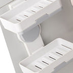 Soap Box Draining Case Holder Rack Plastic Hole Free Installation for Bathroom Toilet Light Gray 2 Layers