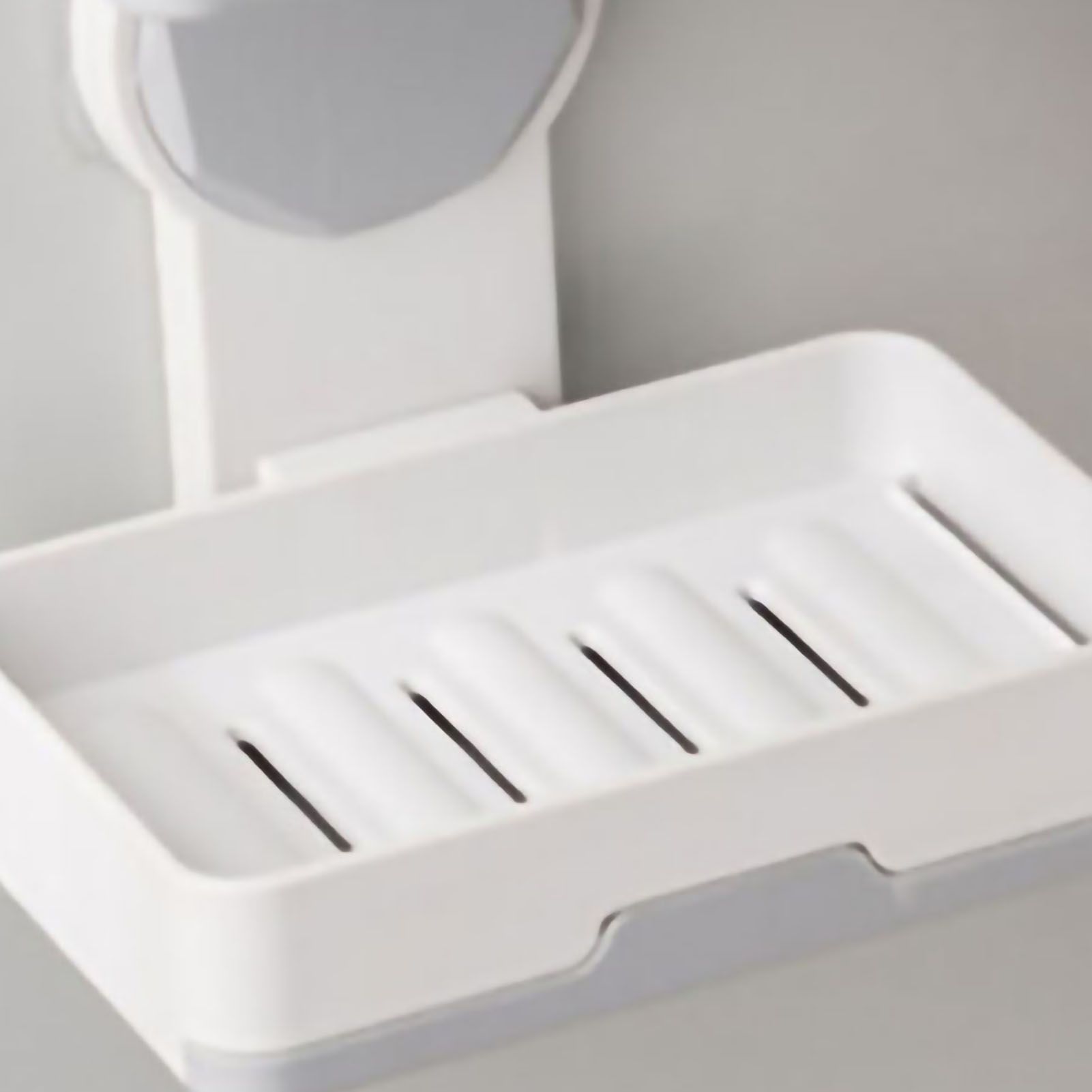 Soap Box Draining Case Holder Rack Plastic Hole Free Installation for Bathroom Toilet Light Gray 2 Layers