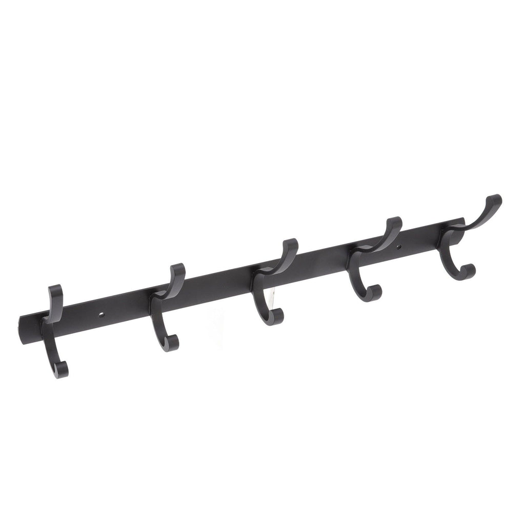 Door Hanging Hooks Modern Minimalist Black 5 Hooks Wall Mounted Thickened Aluminum Bathroom Door Row Hooks Coat Hooks