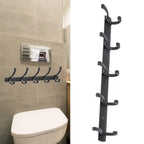 Door Hanging Hooks Modern Minimalist Black 5 Hooks Wall Mounted Thickened Aluminum Bathroom Door Row Hooks Coat Hooks