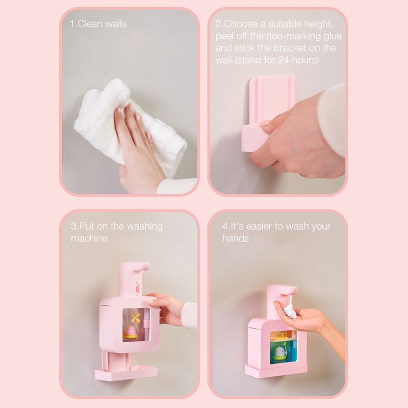 Touchless Automatic Sensor Soap Dispenser Cartoon Pet Waterproof Smart Foam Soap Dispenser White