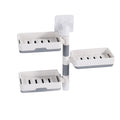 Rotatable Wall Mounted Soap Box 3 Layers HIPS Punch Free Rotatable Soap Container Dish for Household White
