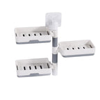 Rotatable Wall Mounted Soap Box 3 Layers HIPS Punch Free Rotatable Soap Container Dish for Household White