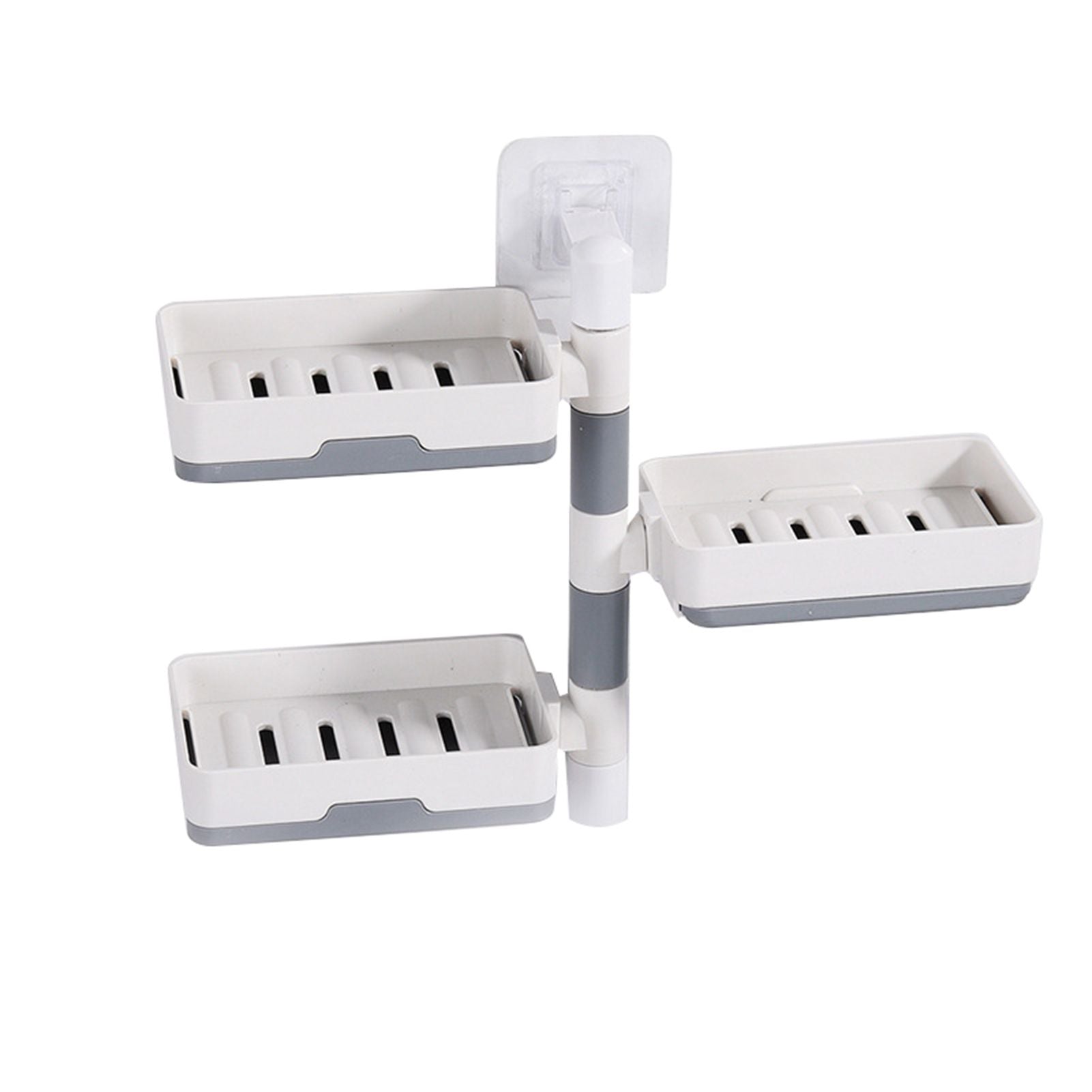 Rotatable Wall Mounted Soap Box 3 Layers HIPS Punch Free Rotatable Soap Container Dish for Household White