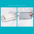 Rotatable Wall Mounted Soap Box 3 Layers HIPS Punch Free Rotatable Soap Container Dish for Household White