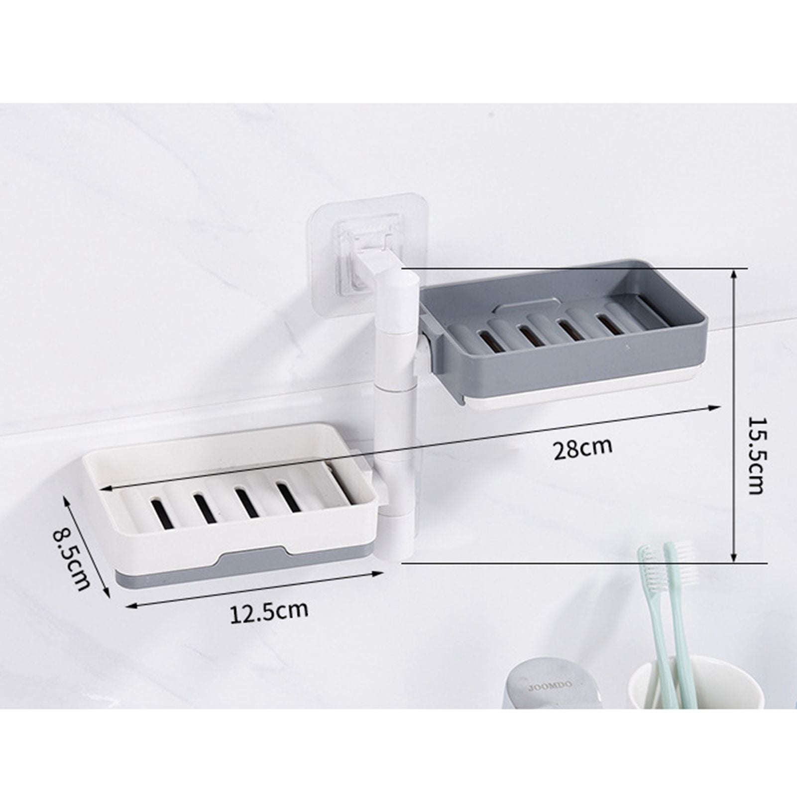 Rotatable Wall Mounted Soap Box 3 Layers HIPS Punch Free Rotatable Soap Container Dish for Household White