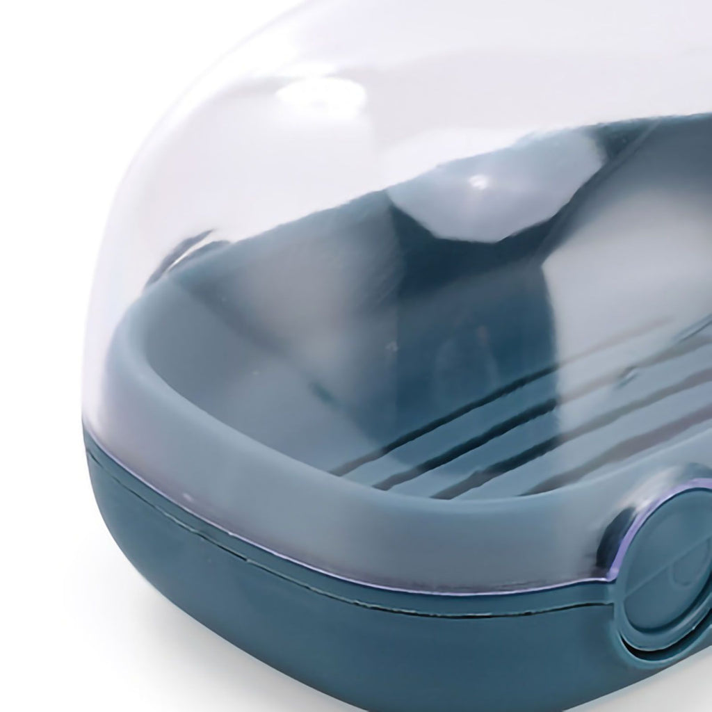 Soap Box Double Layer Cute Cartoon Whale Shape Waterproof Drainage Soap Container with Flip Lid for Bathroom Blue