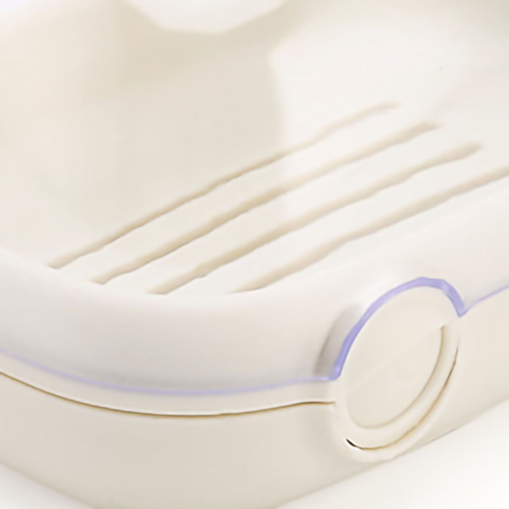 Soap Box Double Layer Cute Cartoon Whale Shape Waterproof Drainage Soap Container with Flip Lid for Bathroom White