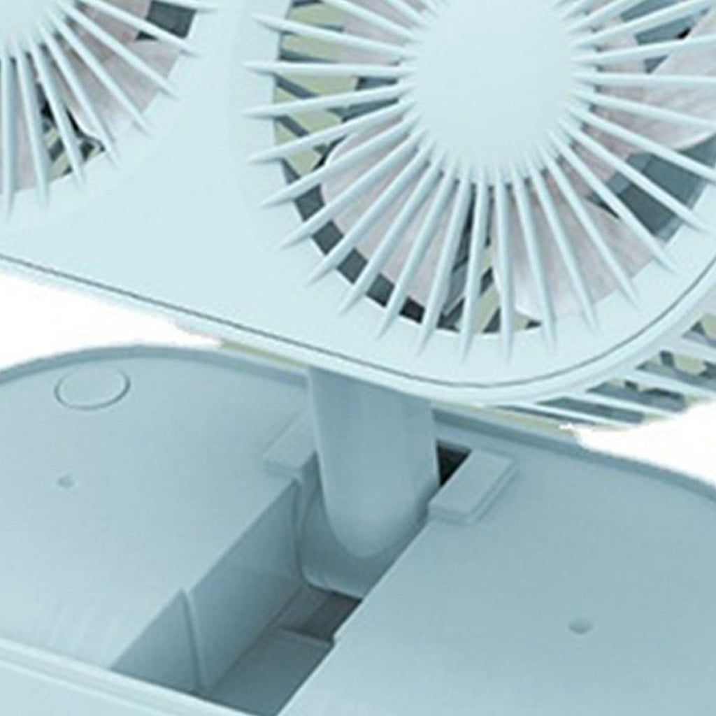 Desktop Double Blade Small Fan USB Mini Folding Desktop 2 Head Fan for Student Office Folding Dual Motor Blue