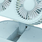 Desktop Double Blade Small Fan USB Mini Folding Desktop 2 Head Fan for Student Office Folding Dual Motor Blue