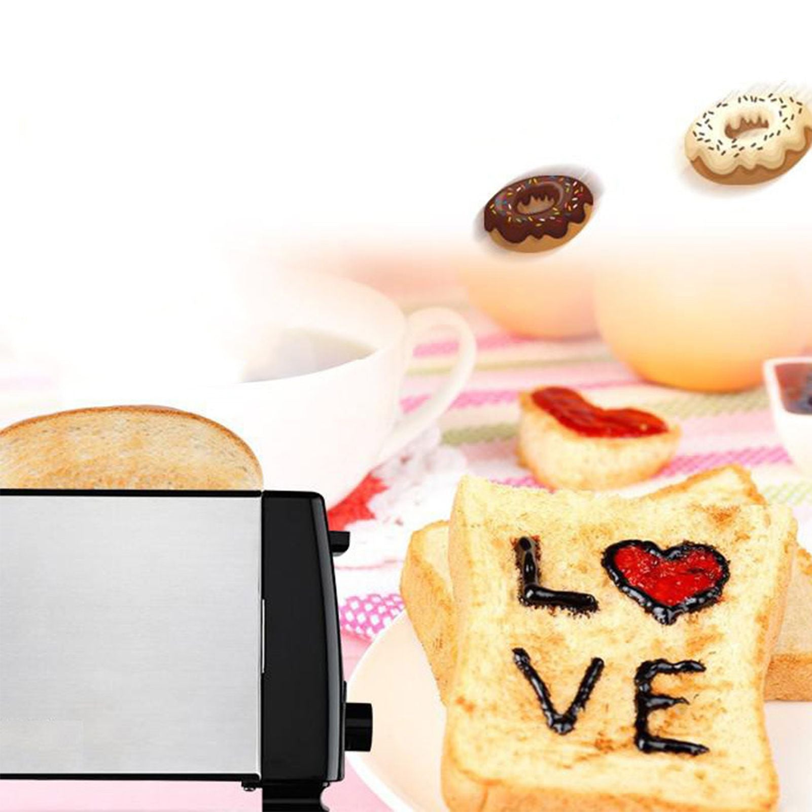 BH 002 Automatic Toaster Multifunctional 2 Slice Toaster Home Breakfast Machine AC 220V Black