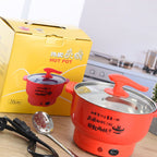 Electric Cooking Pot 1.8L 400 to 800W Stainless Steel Inner Wall 2 Modes Overheating Protection Electric Cooker Red