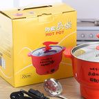 Electric Cooking Pot 1.8L 400 to 800W Stainless Steel Inner Wall 2 Modes Overheating Protection Electric Cooker Red