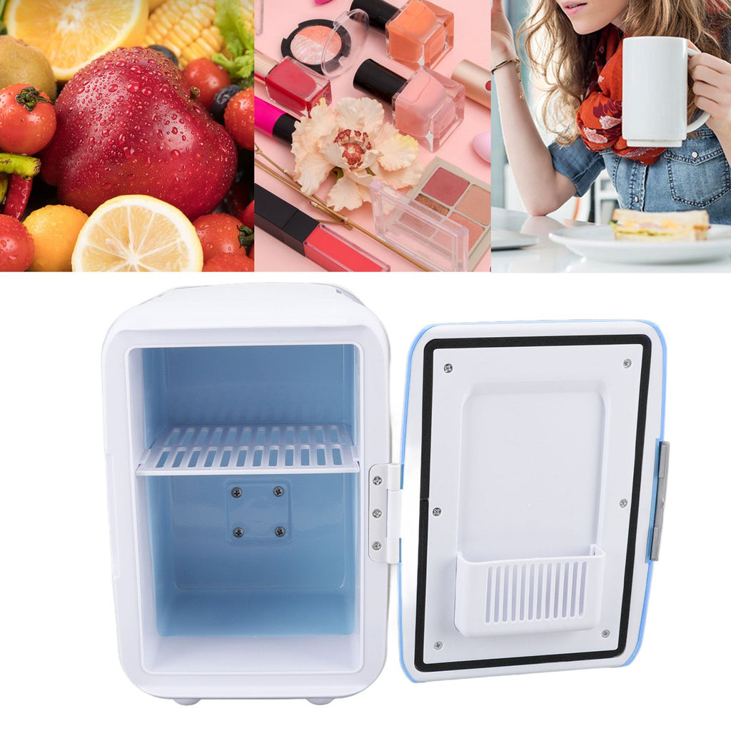 Car Fridge 4 Liters Durable ABS Cosmetic Storage Detachable Partition Portable Mini Fridge for Food Cosmetic Car Blue