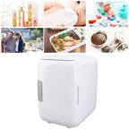 Car Fridge 4 Liters Durable ABS Cosmetic Storage Detachable Partition Portable Mini Fridge for Food Cosmetic Car White