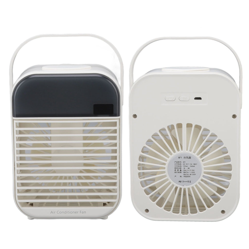 Portable Air Conditioner Fan 3 Wind Speed Efficient Misting Low Noise USB Air Conditioner Cooling Fan with Night Light White