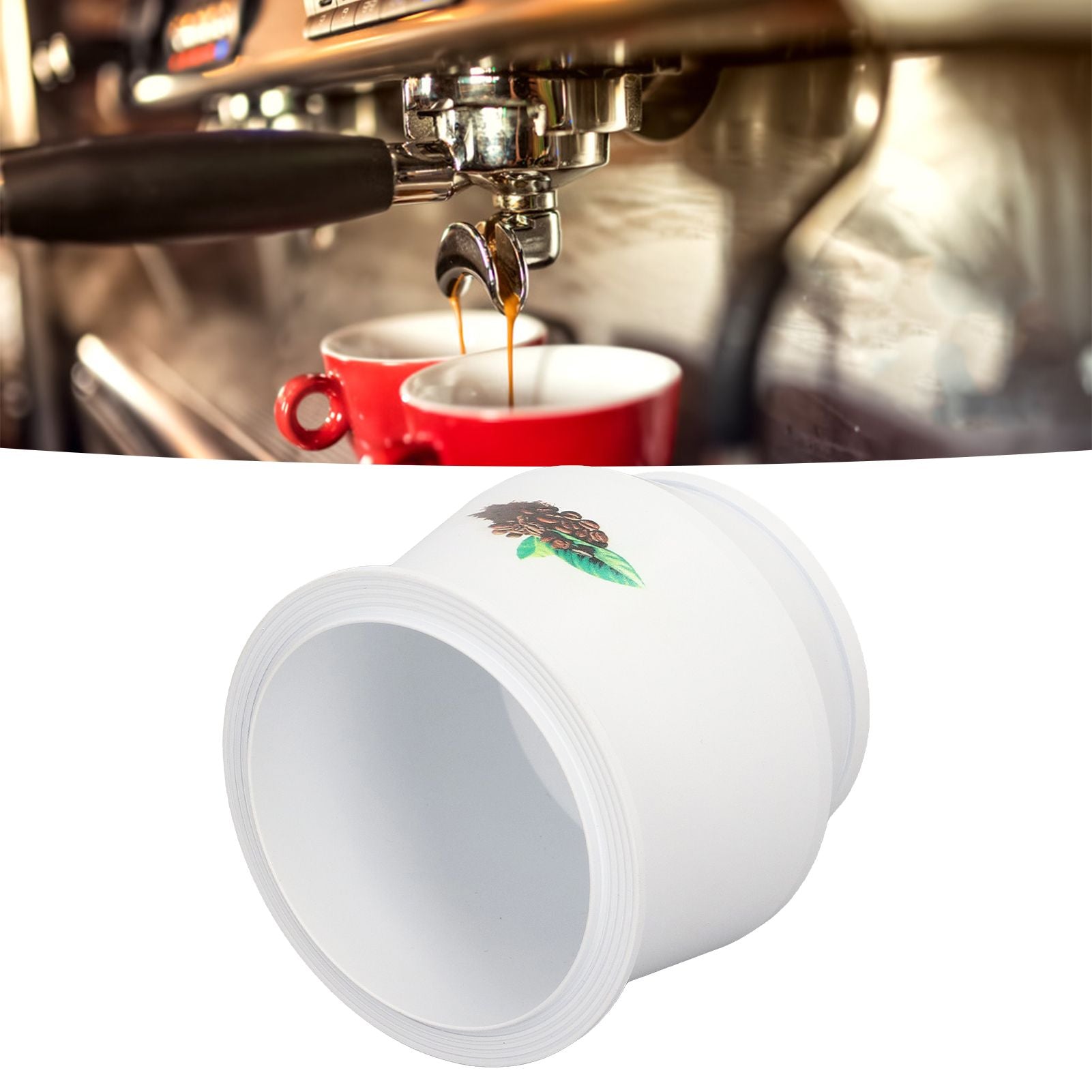Coffee Dosing Cup Aluminum Alloy Coffee Making Machine Bean Grinder Portafilter Accessories 51mm/2.01in Opening 110ml