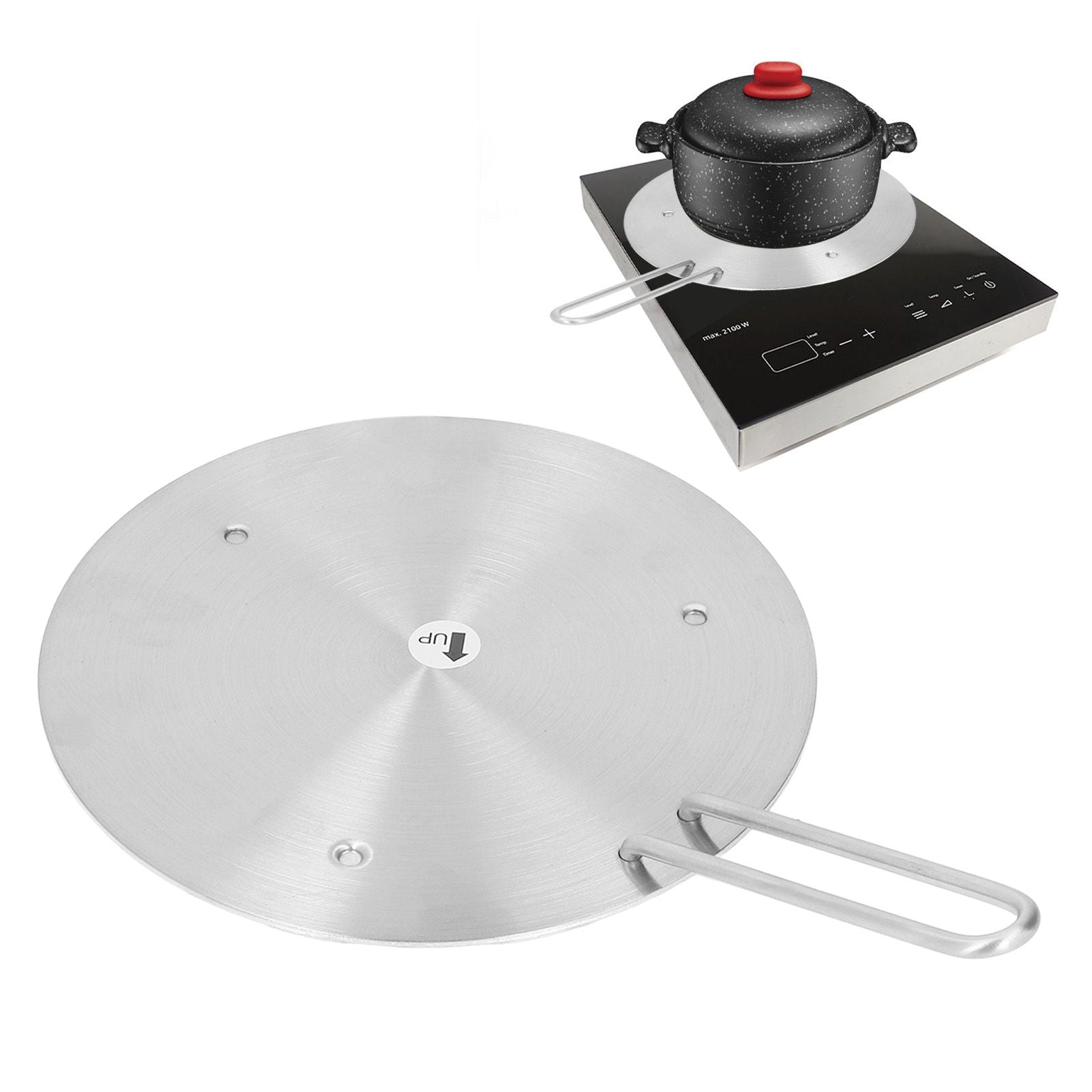 Heat Diffuser Stainless Steel Induction Cooker Diffuser Plate with Handle for Kitchen 23.5cm/9.25in