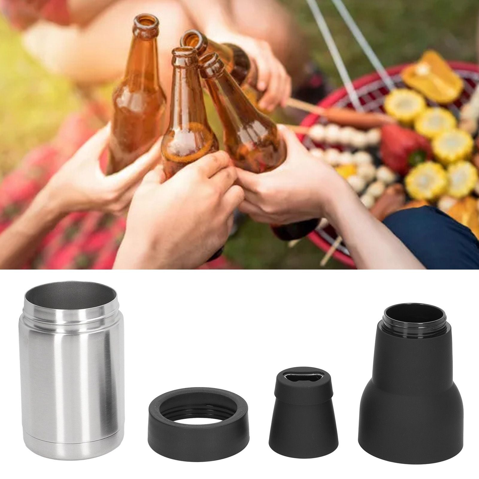 Vacuum Double Wall Stainless Steel Can Insulation and Cold Storage Tank with Bottle Opener Steel Color