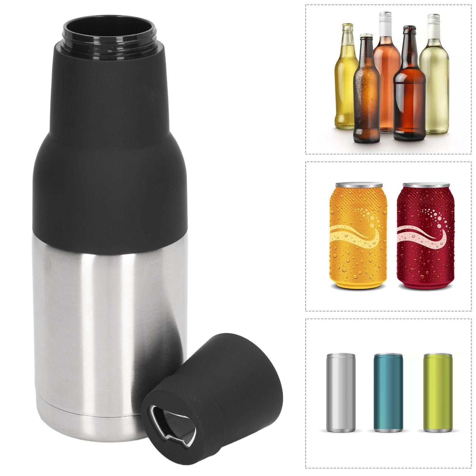 Vacuum Double Wall Stainless Steel Can Insulation and Cold Storage Tank with Bottle Opener Steel Color